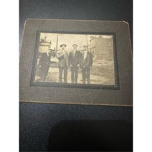 Vintage 1900s Men In Town Old Photo Retro Card Stock back 5x4”